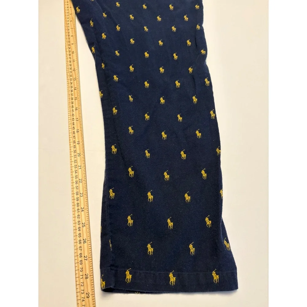 Polo Ralph Lauren Pajama Pants Mens XL Navy Blue Yellow Pony Print Cotton